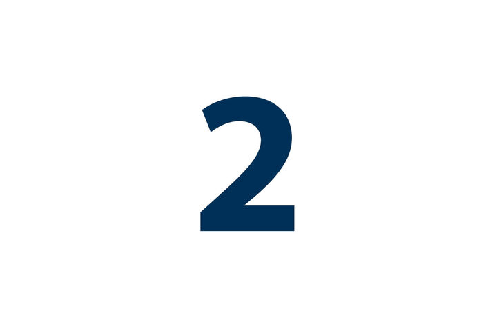 The number "two" can be seen in blue on a white background.