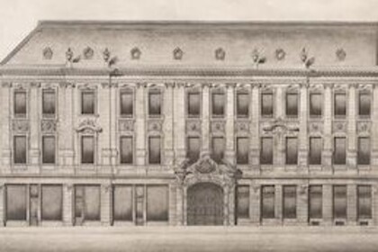 Radierung eines frühneuzeitlichen Wohnhauses.