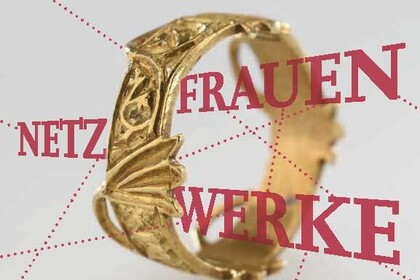 Goldring mit pinkem Schriftzug Frauen-Netz-Werke