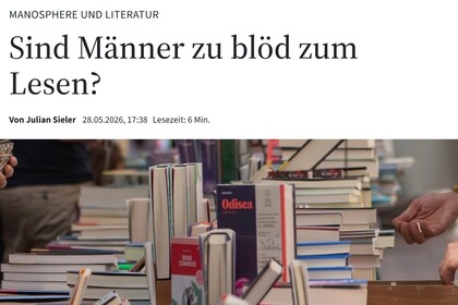 Werbebild der FAZ zum Essay MANOSPHERE UND LITERATUR
