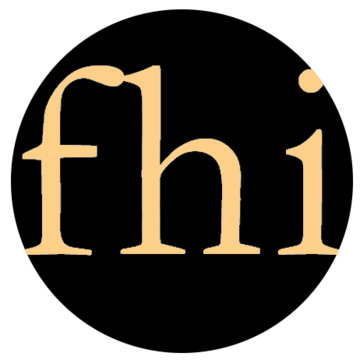 Logo des Fördervereins, die Abkürzung "fhi" auf schwarzem Untergrund. 