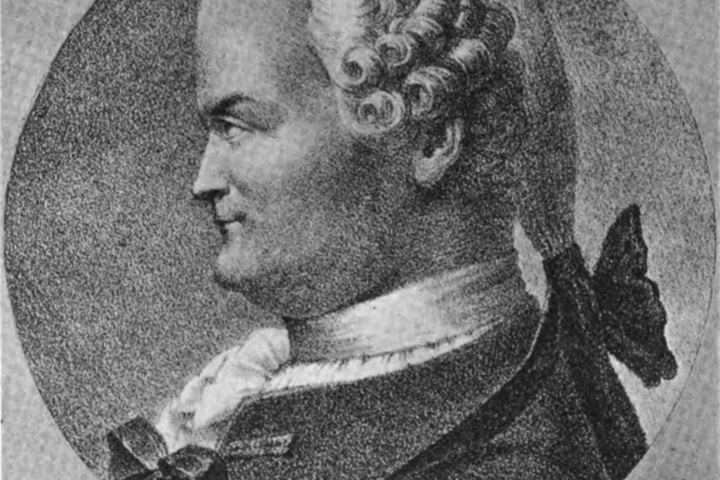 Lithograph with head from the side of Johann Heinrich Lambert, created by Godefroy Engelmann in 1829
