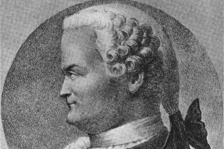 Lithograph with head from the side of Johann Heinrich Lambert, created by Godefroy Engelmann in 1829
