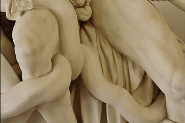 Ausschnitt eines Bildes von der Statue "Die Laokoon-Gruppe" aus dem Mannheimer Antikensaal. 