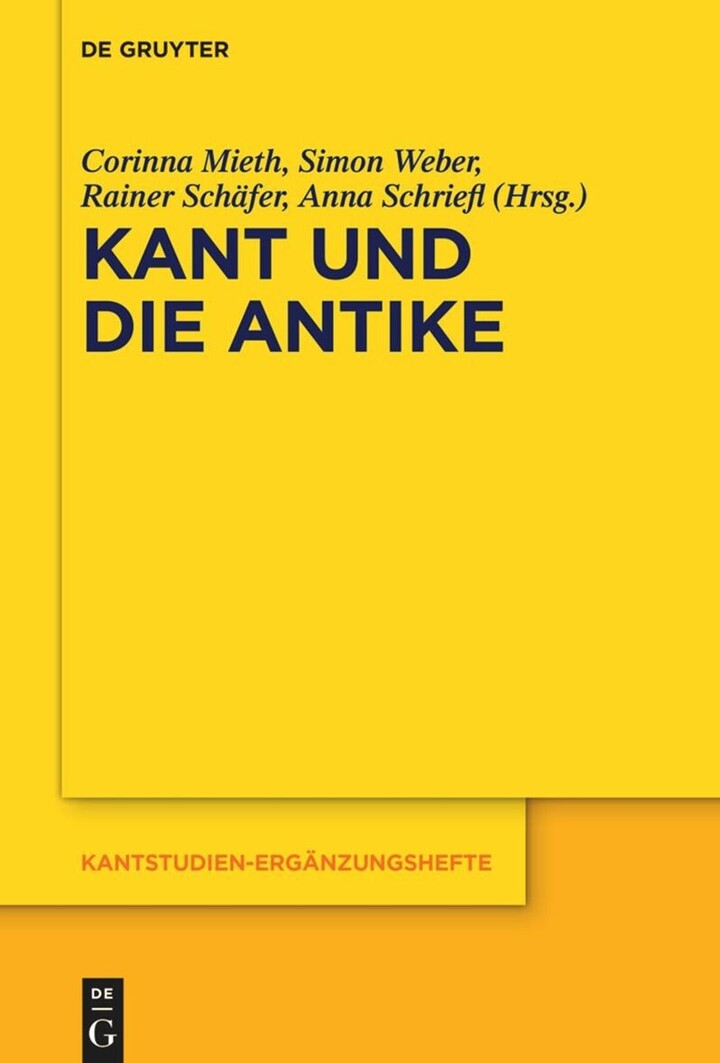 Buchcover in orangen Farbtönen und dunklem Titel "Kant und die Antike"