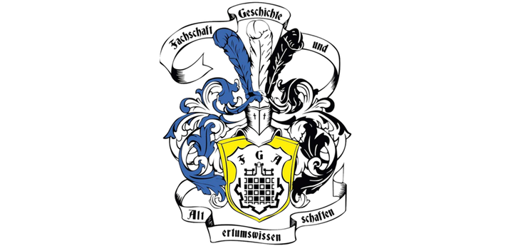 Logo of the Department of History in the colors blue, yellow and black.