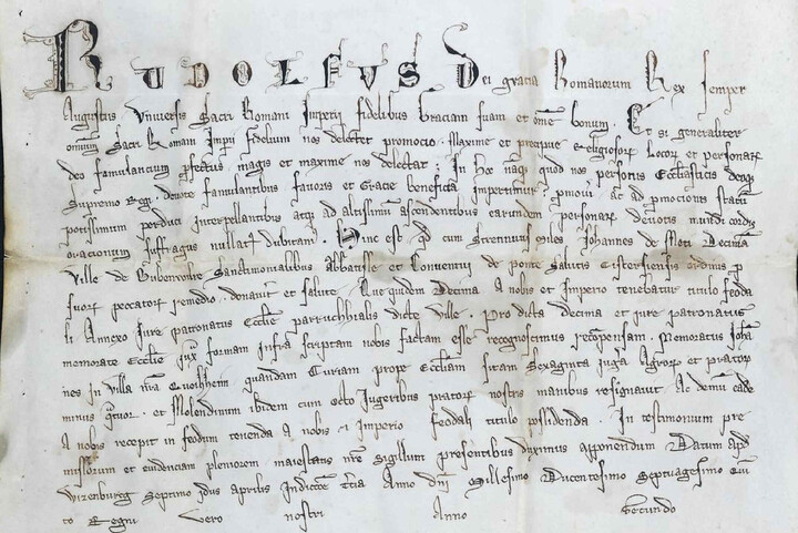 Urkunde aus dem 13. Jahrhundert von Rudolf I., römisch deutscher König